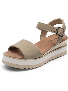 Women's Platform Wedge Sandals Ankle Strap Taupe Open Toe Summer Dressy Shoes